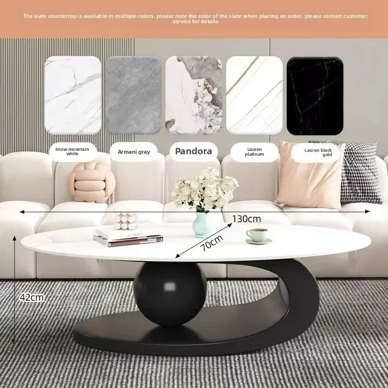 Bright Oval Coffee Tables for Tea Room Italian Rock Slab Easy To Clean Side Table Luxury Tables for Living Room a