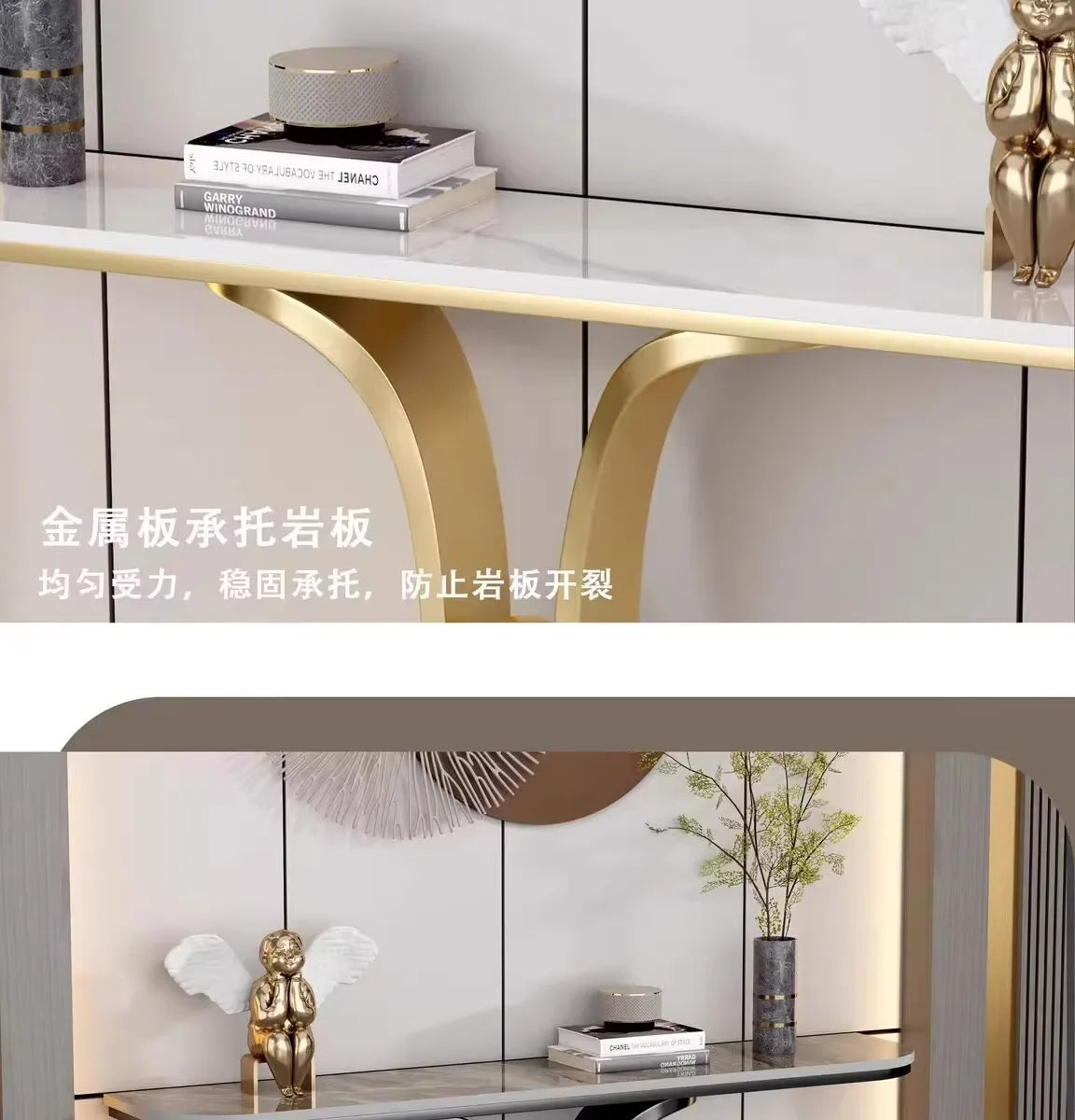 Light luxury entrance table New Chinese  table against the wall Living room Semicircular
