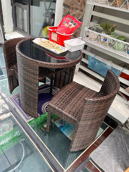 Rattan Garden Furniture Sets Balcony Home Table Chairs Storage Leisure Table and Chair Three-piece Set Outdoor Patio Combination
