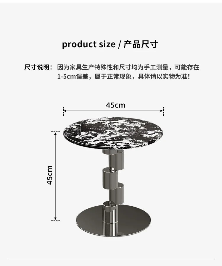 Medieval-Style Napoleon Marble Coffee Table, Designer Model for Home Use, Stainless Steel Corner Table for Living Room, Light Luxury Side Table for Bedroom
