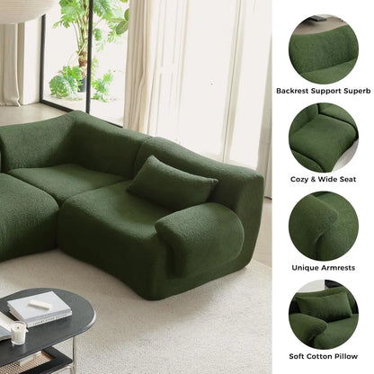 115" Modular Sectional Sofa, Deep Seat Teedy Boucle Boneless L-Shaped Sofa, Modern Oversized Cloud Couch Sectional, Customized
