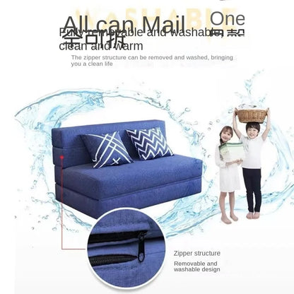 Folding sofa bed dual-purpose small apartment living room bedroom tatami rental house lazy sofa accompanying bed anti-fall pad