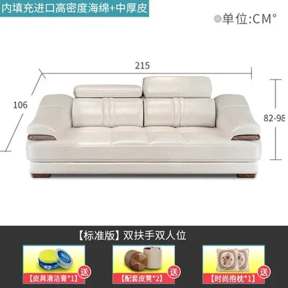 Long - lasting Genuine leather sofa, cowhide top layer, large and small unit, living room corner combination