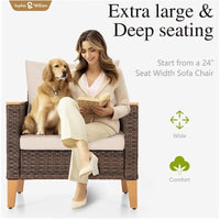 Outdoor Wicker Sectional Sofa Set, Half Moon Curved Patio Furniture Set with Ottman, High Back Rattan Patio Con