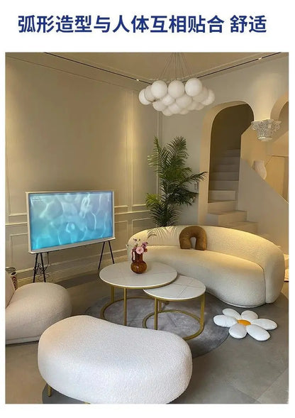 Nordic Internet celebrity living room light luxury beauty salon reception cream ins wind leisure area curved sofa