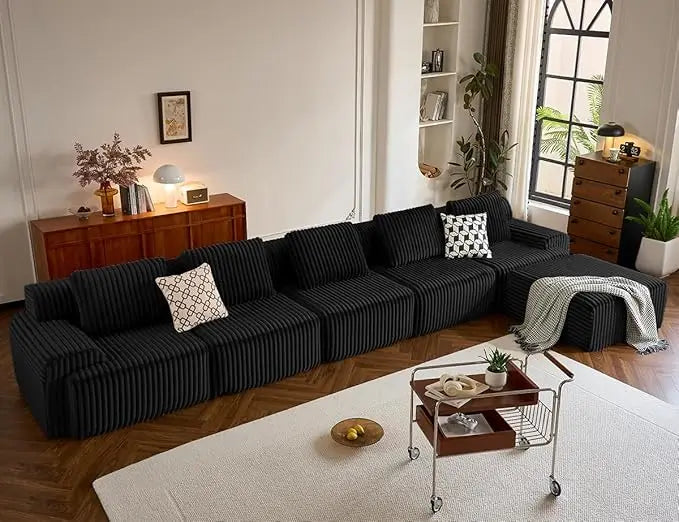 189" Boneless Couches for Living Room, L-Shaped 6-Seat Sofa Modular Sectional Sofa
