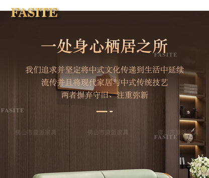 European ebony leather sofa large apartment luxury villa home living room new Chinese furniture solid wood carved fish