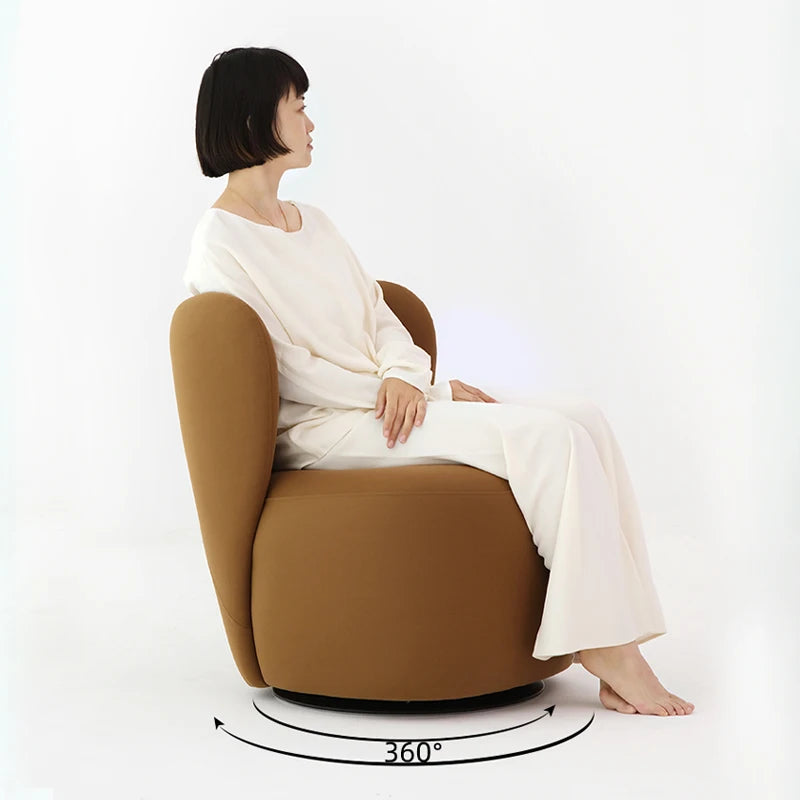 Single balcony sofa is simple, leisure chair, rotatable fabric, bedroom dressing stool, retro light luxury