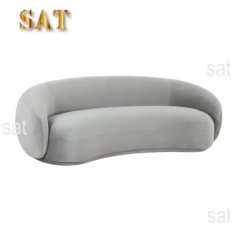 For Modern Velvet Round Arm Curved Sofa Large Couch Lounge Sofa for Home Hotel Furniture