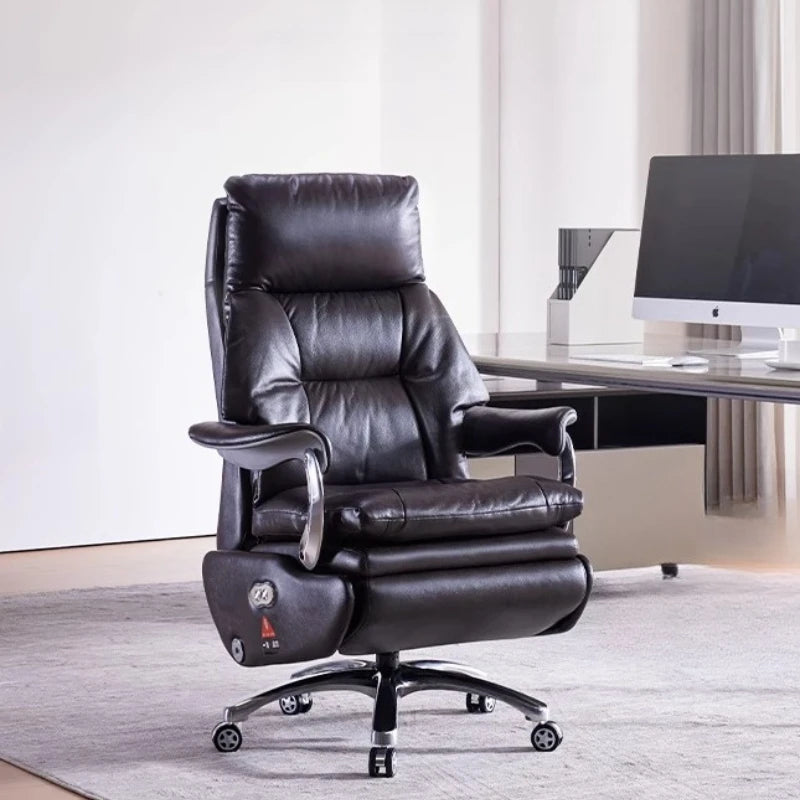 /Electric Leather Boss Chair Modern Design Comfortable Ergonomic Trendy Chair Swivel Arm Footrest Salon Silla Oficina Furniture