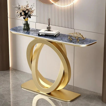 Luxurious Slate Console Tables Italian Semicircular Iron Entrance Cabinet Table Home Furniture Creative Corridor End View Desk T