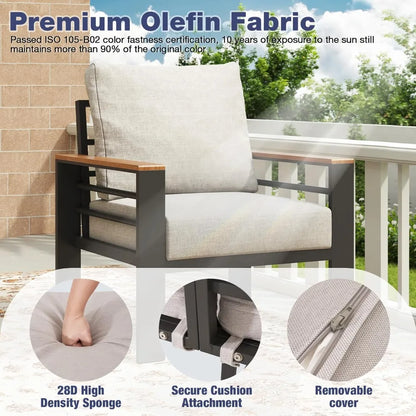 Aluminum Patio Furniture Set 7 Seats, Oversized Outdoor Sectional with Washable Thick Cushions, Coffee Table and Waterproof Cov