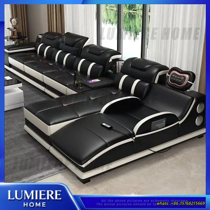 Electric Recliner Sofa with Massage Function Modern Minimalist Sectional Sofa for Large Living Room Smart Multi Functional Couch