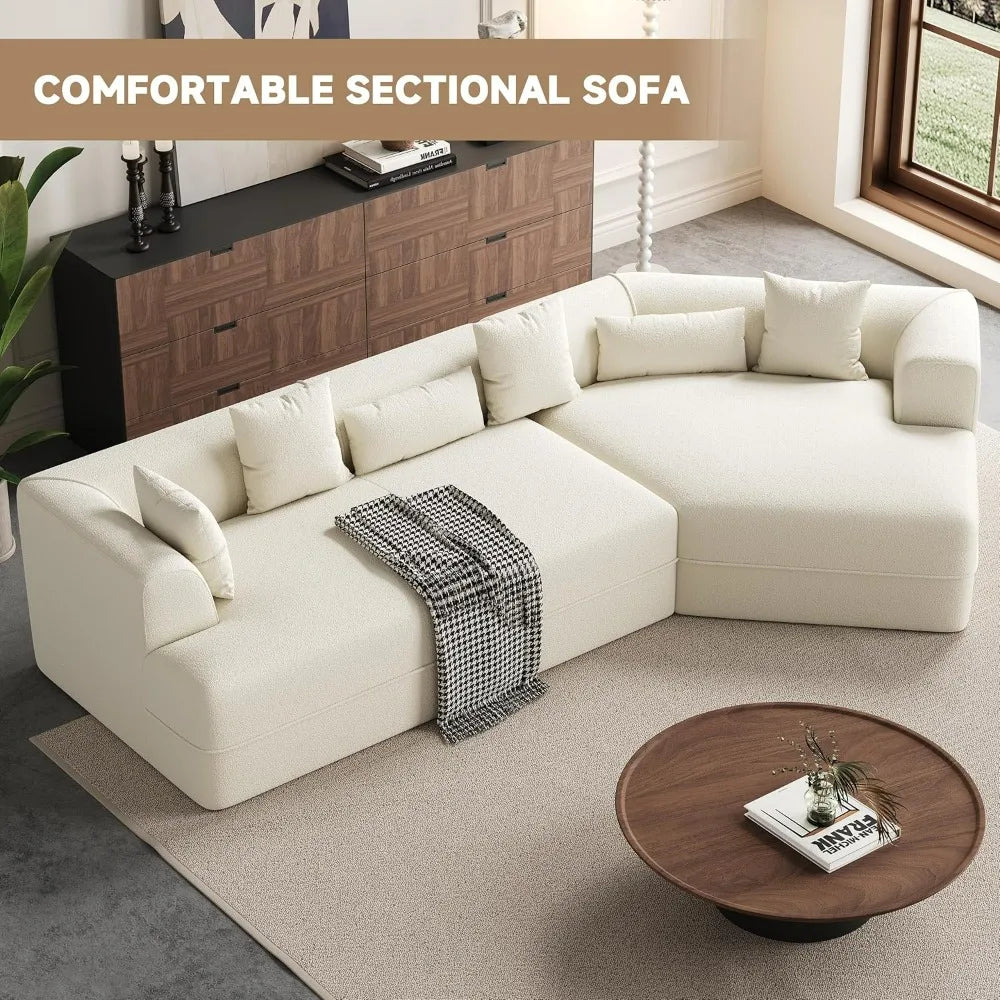 124" Cloud Sectional Couch, Upholstered Couches for Living Room Bedroom, Modern Boneless Modular Sofa with Deep Seat, L-Shape Mo