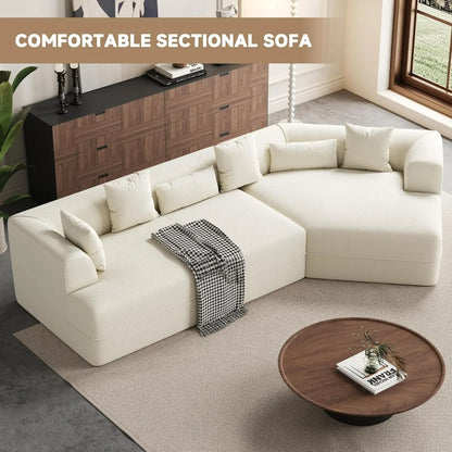 124" Cloud Sectional Couch, Upholstered Couches for Living Room Bedroom, Modern Boneless Modular Sofa with Deep Seat, L-Shape Mo