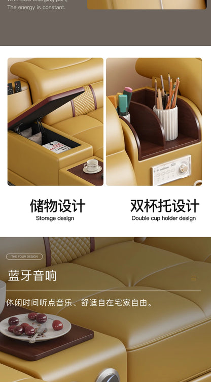 Leather Sofa Modern Simple Living Room Small Apartment Latex Storage Top Layer Leather Sofa