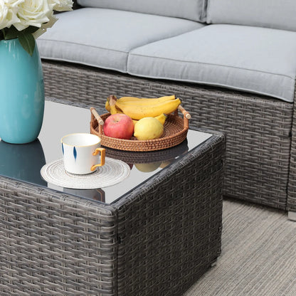 'Aluminum Outdoor Garden Wicker Rattan Furniture Couch Sofa Set Rope Furniture Set L Shaped Chair Sectional Sofas