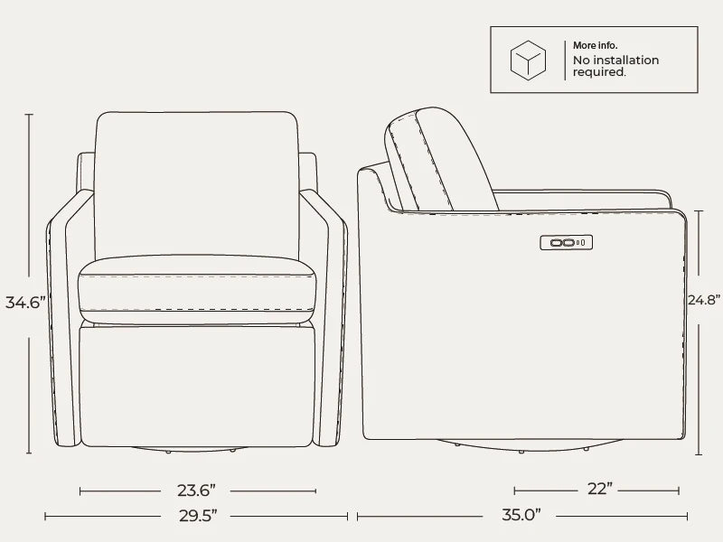 Swivel Accent Chair with Electric Footrests, Living Room Sofa Chair with Power Motor, USB and Type-C Ports, Cream