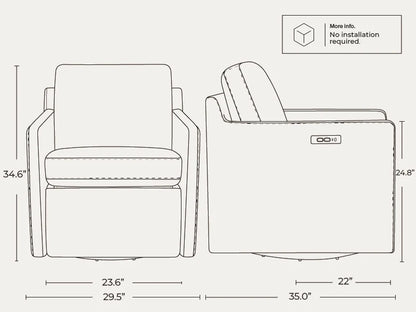 Swivel Accent Chair with Electric Footrests, Living Room Sofa Chair with Power Motor, USB and Type-C Ports, Cream