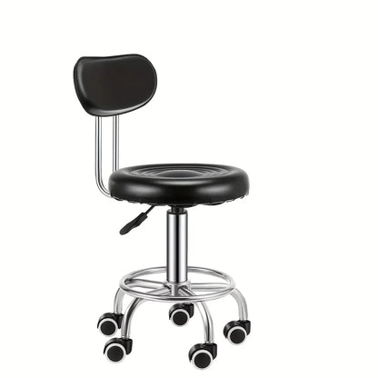 Adjustable Swivel Bar Stool with Backrest - Contemporary Faux Leather & Chrome-Plated Iron,Office Stool | Sleek Modern Stool