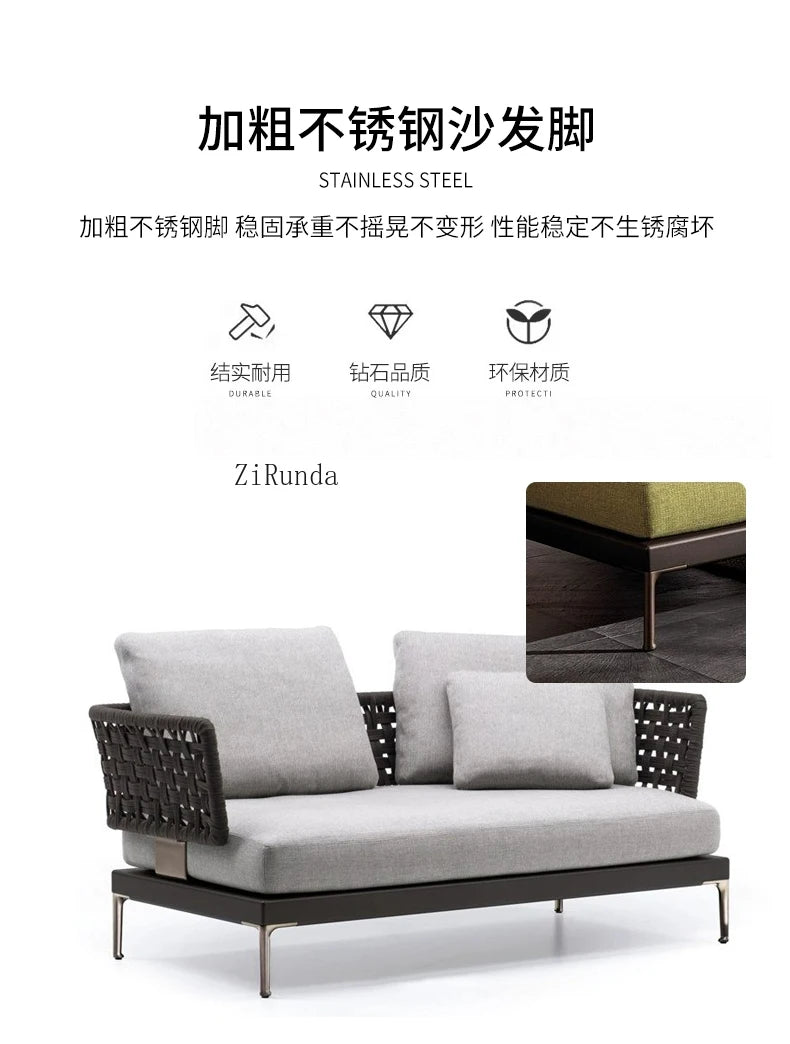 Y  Outdoor Sofa Courtyard Waterproof Vine Weaving Villa Garden Outdoor Leisure Terrace Sofa Vine Weaving Furniture