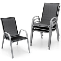 Stackable Outdoor Dining Chairs Set of 4 by Giantex - Durable Weather-Resistant with 330 lbs Capacity, Heavy-Duty Rustproof Meta
