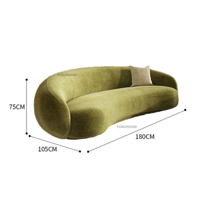 Creative Curved Living Room Sofas Nordic Fabric Cashew Lazy Sofa Reception Lounge Area Back Sofa Bed Home Living Room Furniture
