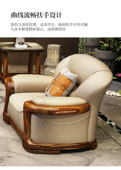 TQQ new Chinese ebony sofa villa large flat solid wood sofa high-end living room furniture leather sofa