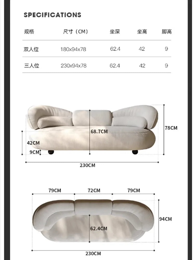 Italian creative sofa designer light luxury high-end curved sofa special-shaped cream wind fabric sofa