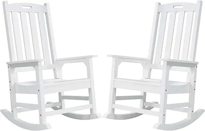 Oversized Outdoor Rocking Chair Set of 2, Porch Rocker with 21" Wide Seat and 32" Tall Backrest, Pre-Assembled with Most Compon