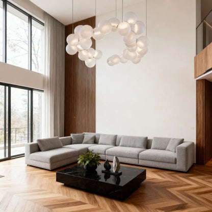 SANDYHA French Style Acrylic Ball Pendant Lights Creative Hanging Chandelier LED Lamps for Living Room Dining Table Modern Home