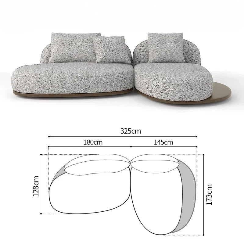 Living Room Coffee Table Designer Creative Three-person Log Style Furniture Modern Simple Modern Morocco Fabric Sectional Sofas