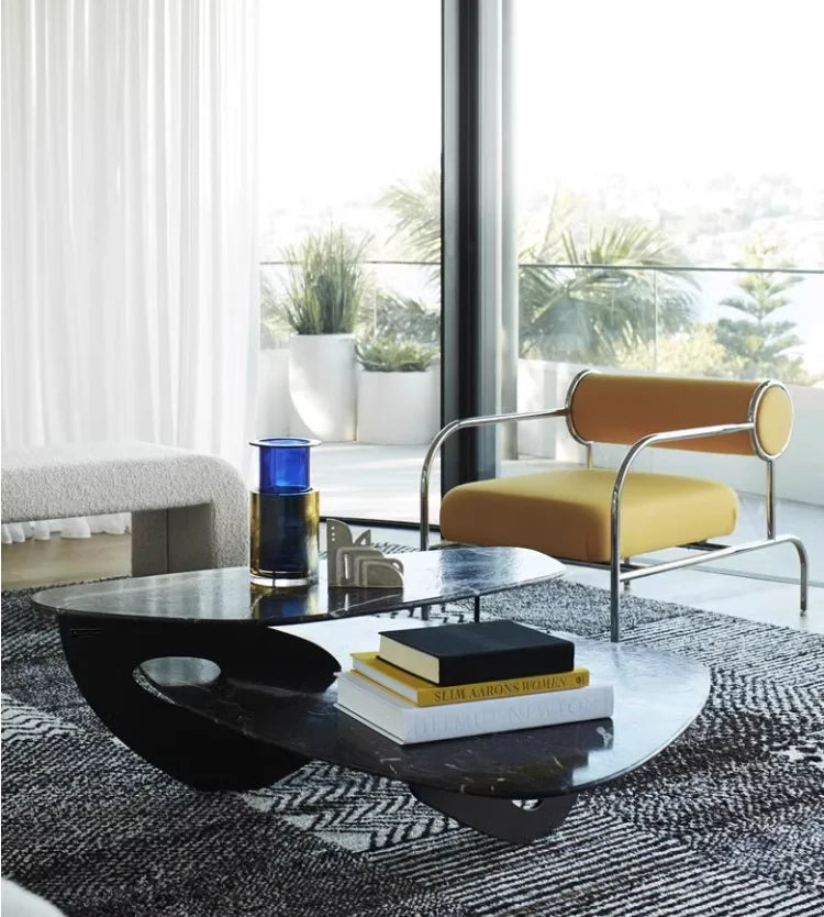 Art Deco Style Chrome & Leather Lounge Chair,Accent Leisure Chair with Geometric Metal Frame,Retro Furniture for Living Room