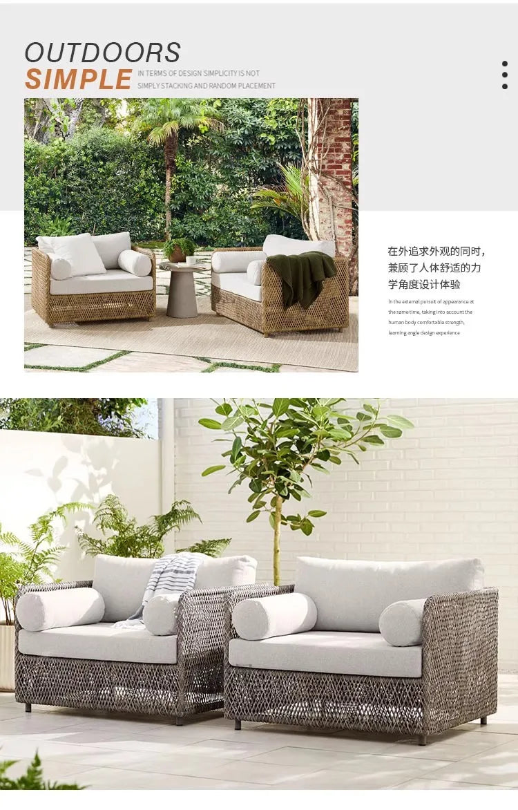 Leisure Rattan Outdoor Sofas Villa Design Decoration Creative Hotel Garden Sofas Advanced Balcony Furniture Gartenstuhl Lshysf