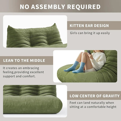 Bean Bag Chair for Adults Fireside 3 Seater Sofa Floor Lazy Couches with Ergonomic Design Corduroy Cozy Memory Foam, Customized