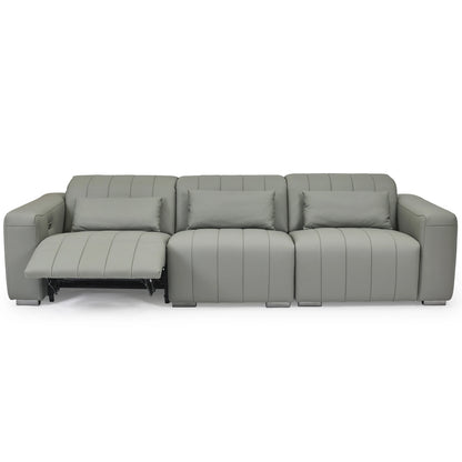 Dark Grey Genuine Leather Sectional Couches Luxury Electric Reclining Living Room Sofa
