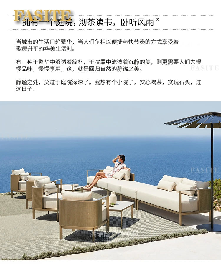 Villa Swimming Pool Outdoor Sofa Courtyard Garden Balcony Large Round Bed Beach Outdoor Lounger Champagne Gold