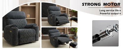 HAOMARKETS Electric Recliner Chair, Soft Fabric Power Recliners with Metal Cup Holders, Single Overstuffed Heavy Duty Reclining