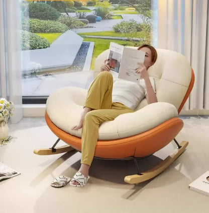Cozy Snail Wooden Rocking Chair for Balcony and Living Room Lazy Large Rocking Sofa Chair for Leisure Time in Living Room