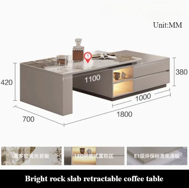 Extendable Nordic Luxury Coffee Table Multi Function Storage Sofa Modern Coffee Table Smart Design Beistelltisch Home Furniture