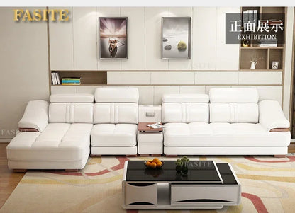 Long - lasting Genuine leather sofa, cowhide top layer, large and small unit, living room corner combination