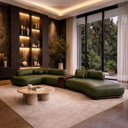 Italian Leather Corner Sofa Set Furniture Living Room Modular Sectional Leather Curved Sofas for Home Living Room