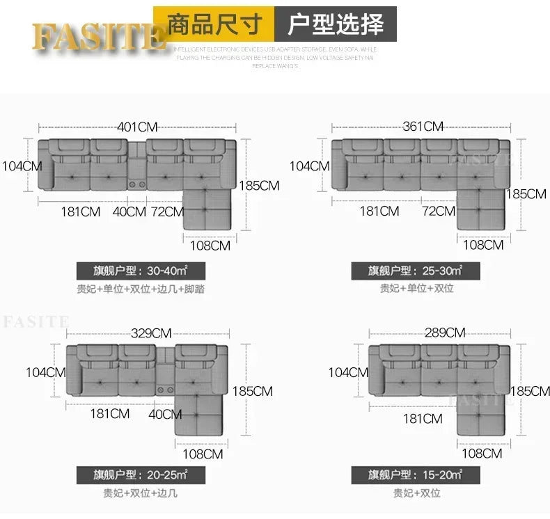 durable Living Room Sofa set corner sofa speaker real genuine cow leather sectional sofas nordic L shape bluetooth headrest func