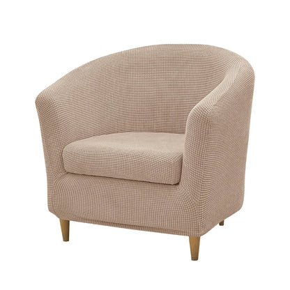 2pcs/set Jacquard Stretch Club Armchair Slipcover 1pc Barrel Tub Sofa Cover + 1pc Polar Fleece Couch Cover Furniture Protector