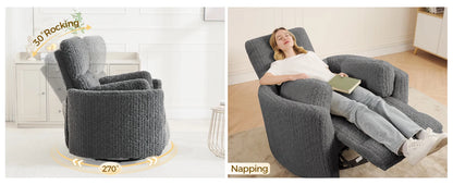 TODRANI Power Swivel Glider Rocking Recliner Nursery Chair with 2 Pillows, Reclining Chair with Type - C & USB Charger Ports