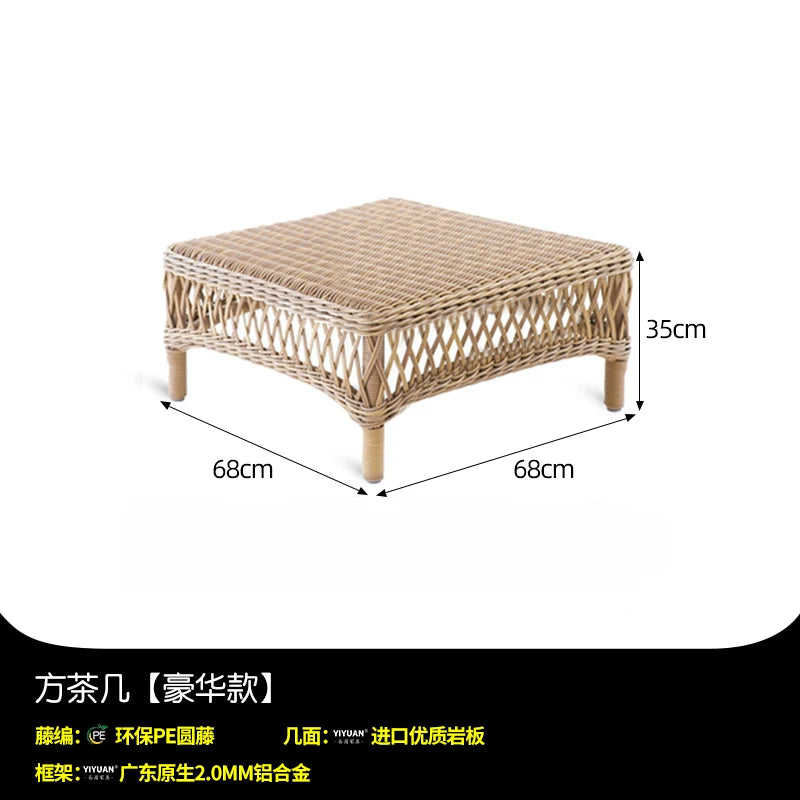 HXL outdoor sofa balcony rattan chair garden waterproof aluminum alloy outdoor terrace casual rattan sofa chair
