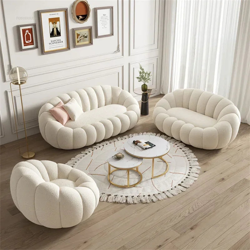 Modern Living Room Sofa Lambswool Pumpkin Sofa Chair Creative Home Balcony Swivel Lounge Chair Fitting Room Bedroom Single Sofas