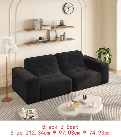 Modern Sparkling Chenille Fabric 83.6 Inch Modular 3-Seater Sectional Sofa Tufted Design Deep Seat Couch Ideal Divano Soggiorno