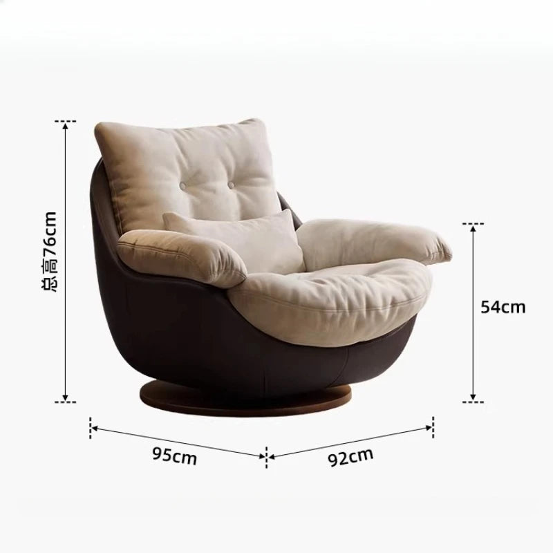 Swivel Cross Legged Chair Accent Armchair For Living Room Lounge Comfy Floor Chair Nordic Chaise Wabi Sabi Lazy Sofa