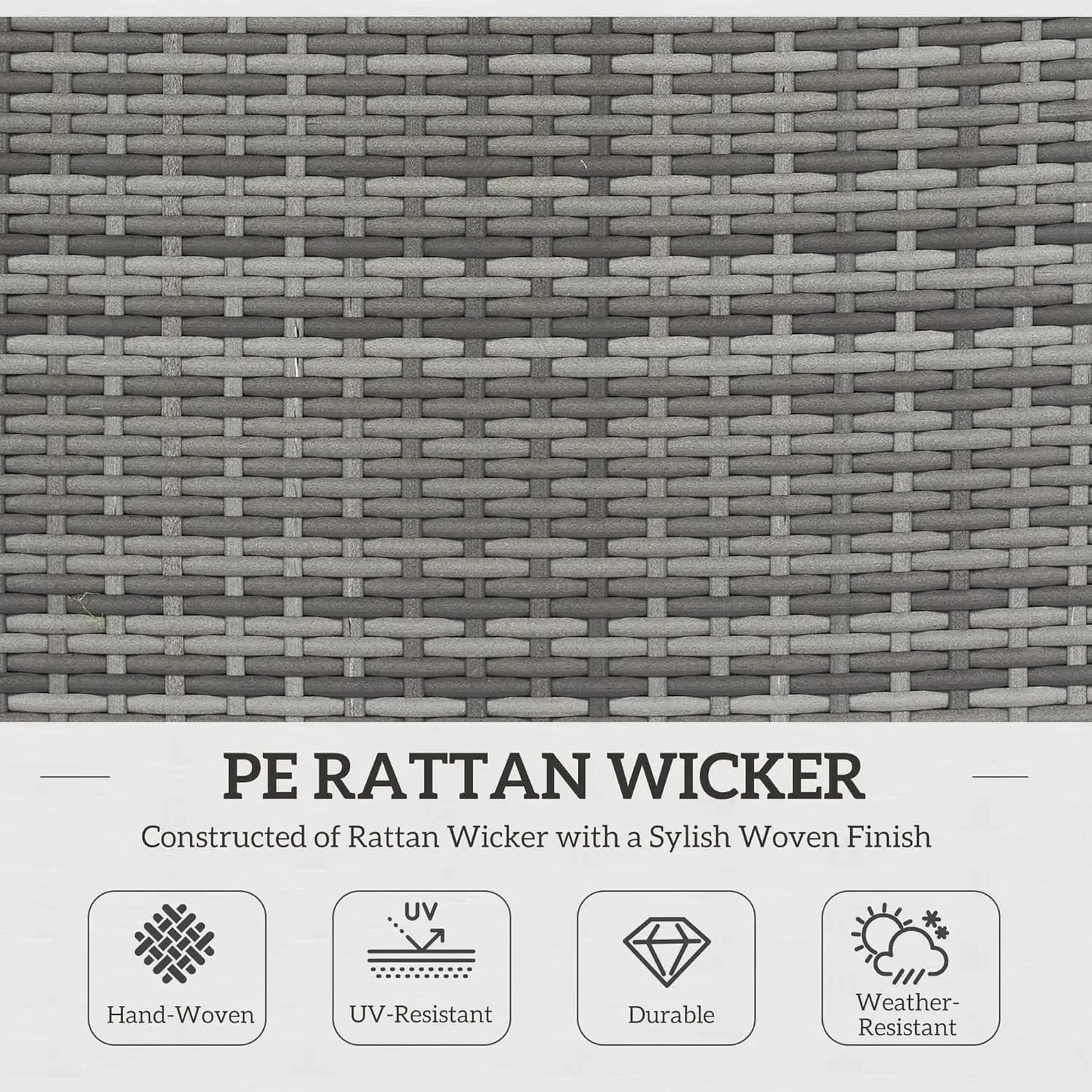 7-Piece Patio Furniture Set, Outdoor Wicker Conversation Set, All Weather PE Rattan Sectional Sofa Set with Glass Table, Pillows